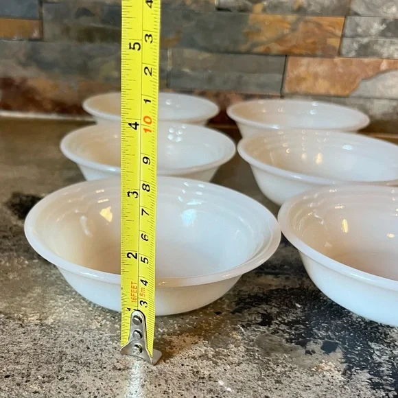 Vintage Fire King Milk Glass White Custard Dessert Bowls Cups Anchor Hocking USA - Picture 4 of 15